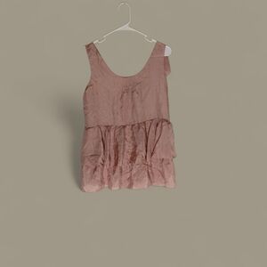 Vera Wang Lavender Label 100% Silk Blush Tiered Ruffled Top size 0/34